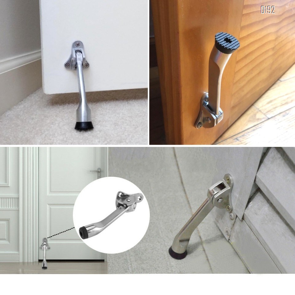 5Inch Door Stopper Hinge Metal Kickdown Door Stop Door Kickstand with NonSlip Rubber Tip for