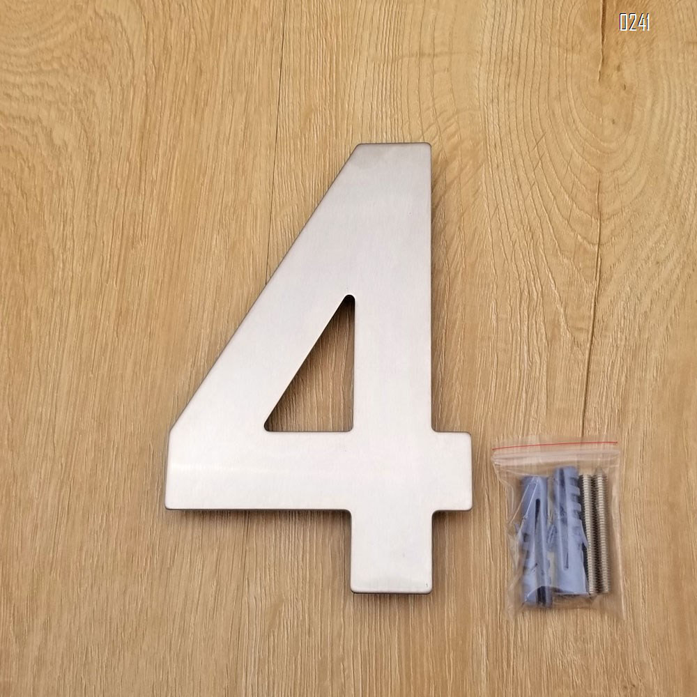 6 inch. Brushed 304 Stainless Steel Large Floating Modern House Numbers 4