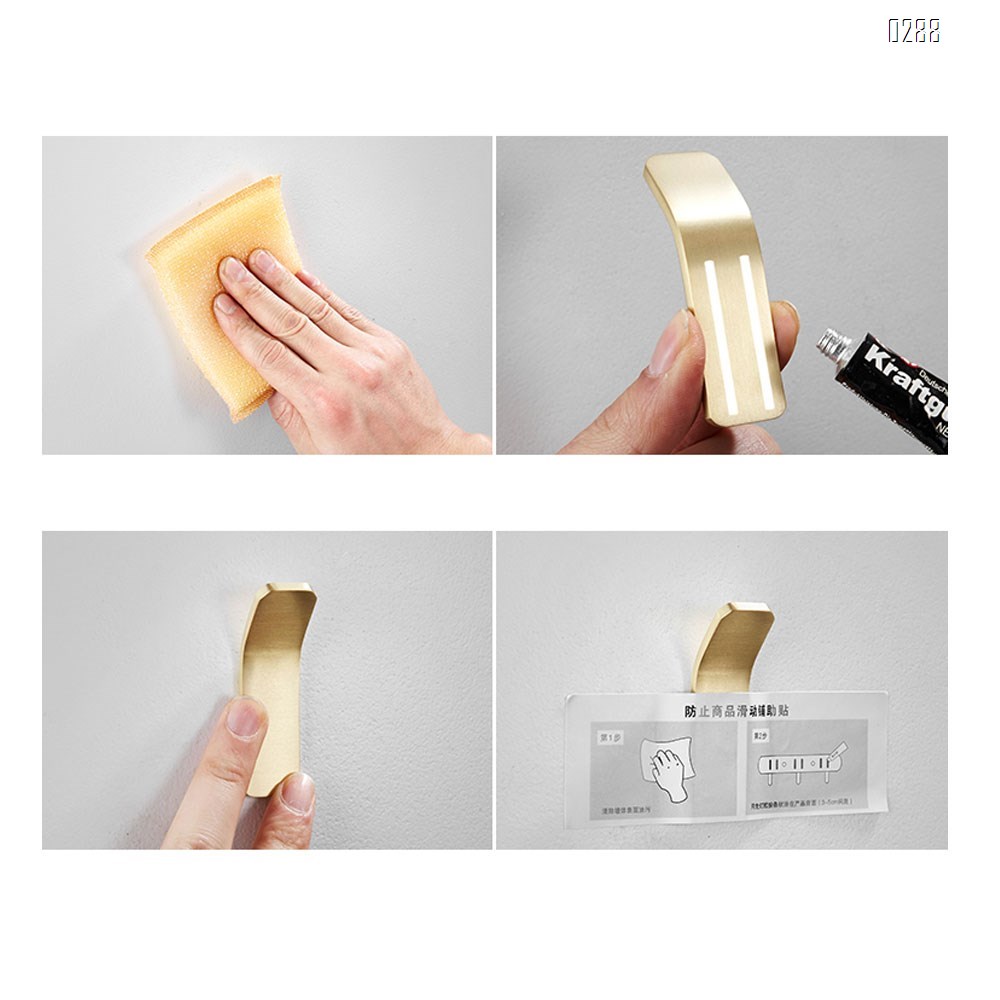 Metal Adhesive Wall Hooks, Punch-Free Installation Brass ...