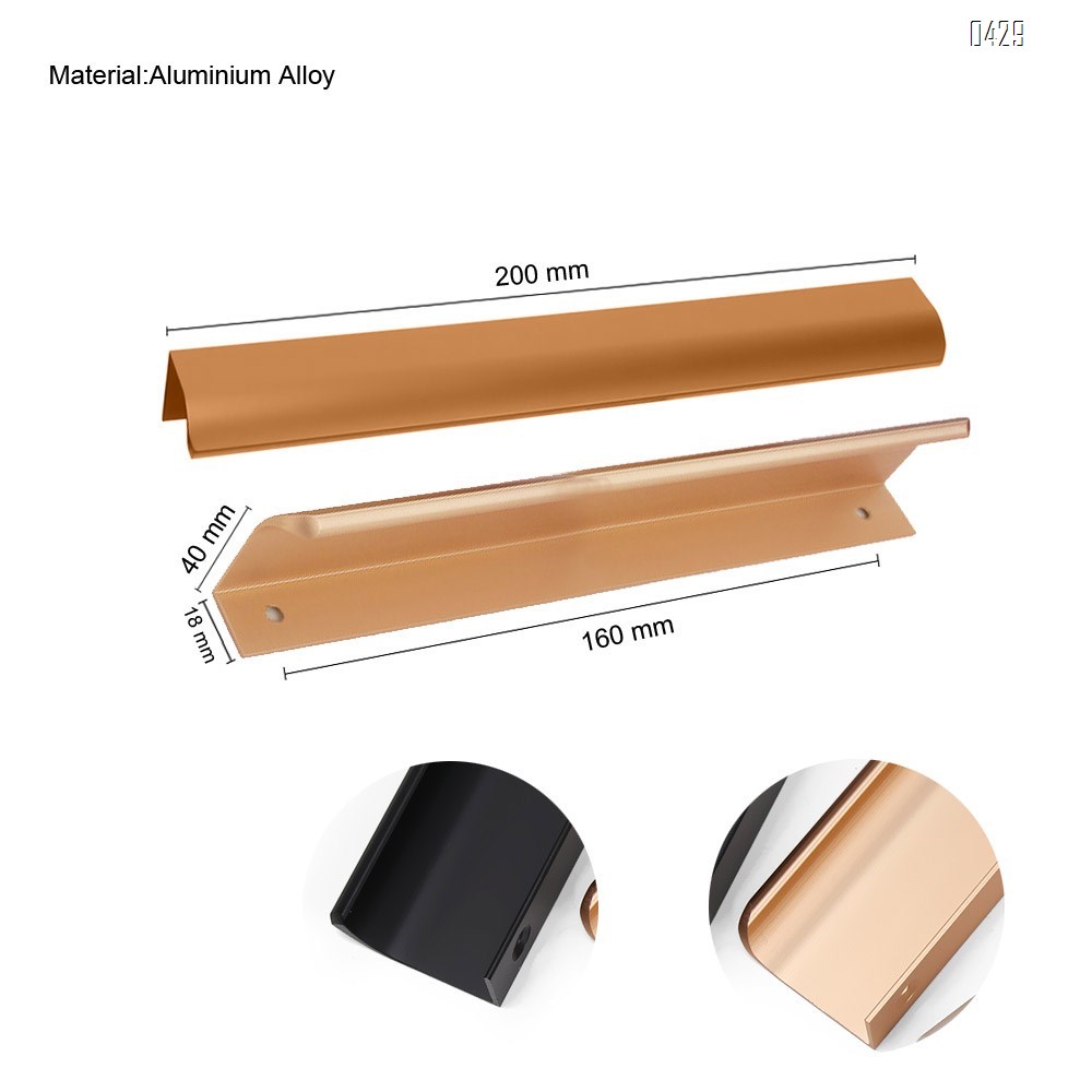 160 mm Hole Center Black And Gold Mount Finger Edge Pull Concealed Handle for Home Kitchen Door ...